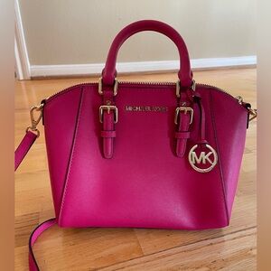 Michael Kors bright pink leather cross body
